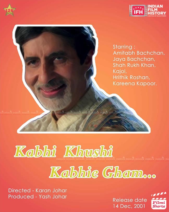 Kabhi Khushi Kabhie Gham 2001, Amitabh Bachchan, Shahrukh Khan, Hrithik Roshan, Kareena Kapoor, Kajol