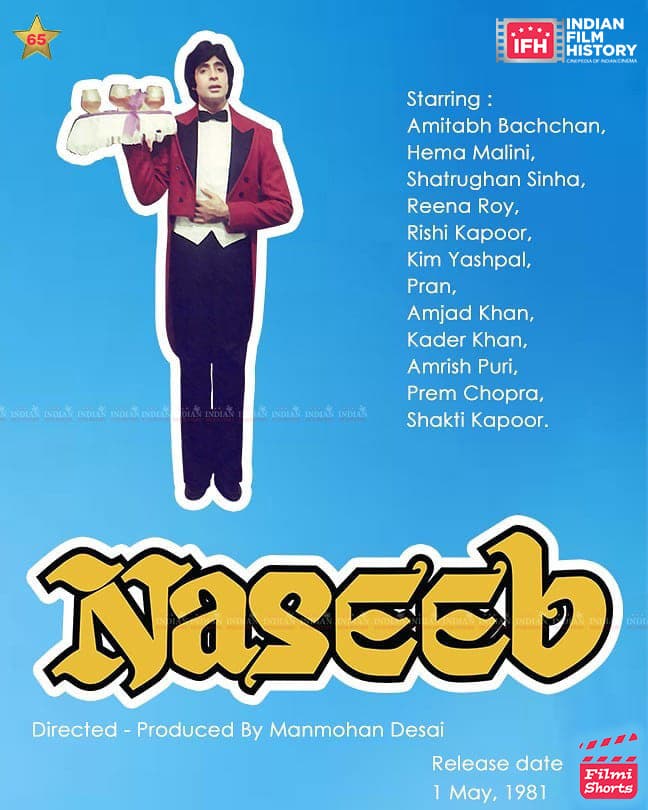 Naseeb 1981, Amitabh Bachchan, Shatrughan Sinha, Rishi Kapoor, Hema Malini, Reena Roy
