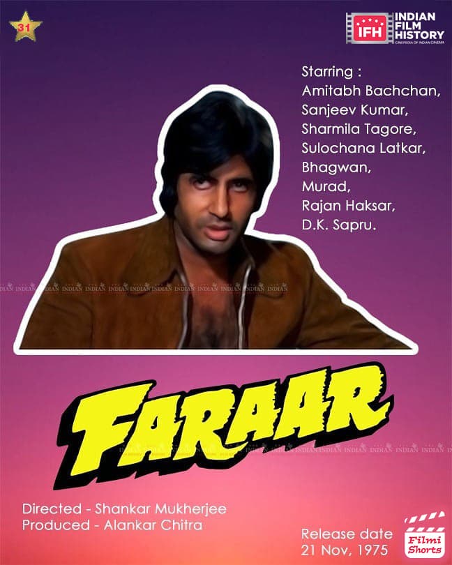 Faraar 1975, Amitabh Bachchan, Sanjeev Kumar, Sharmila Tagore