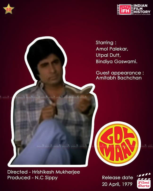 Gol Maal 1979, Amitabh Bachchan, Amol Palekar, Utpal Dutt, Bindiya Goswami