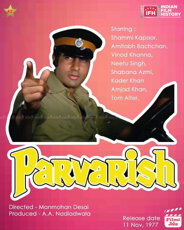 Parvarish 1977, Amitabh Bachchan, Shammi Kapoor, Vinod Khanna, Neetu Singh, Shabana Azmi