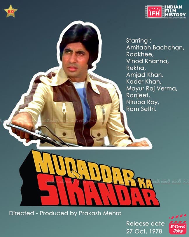 Muqaddar Ka Sikandar 1978, Amitabh Bachchan, Vinod Khanna, Rekha, Raakhee
