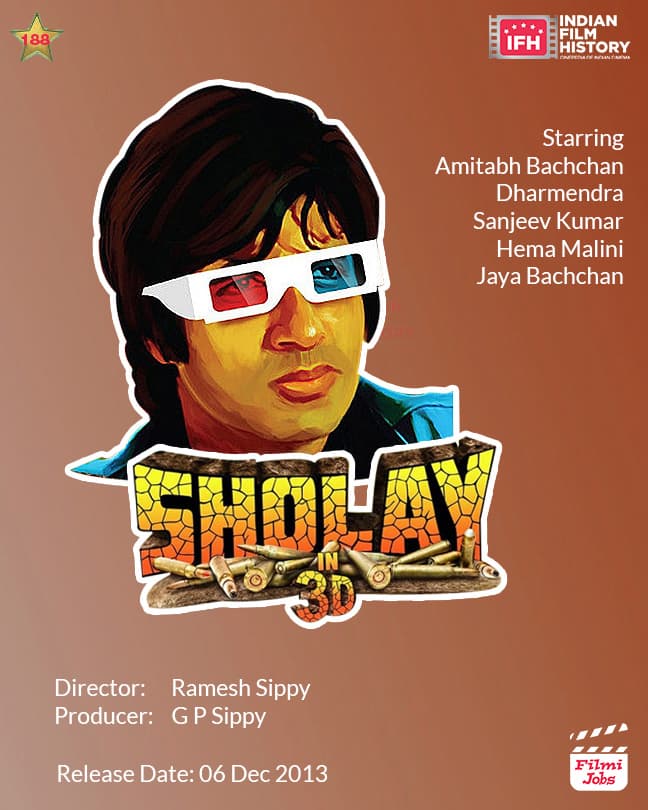 Sholay 3D 2013, Amitabh Bachchan, Dharmendra, Sanjeev Kumar, Hema Malini, Jaya Bachchan