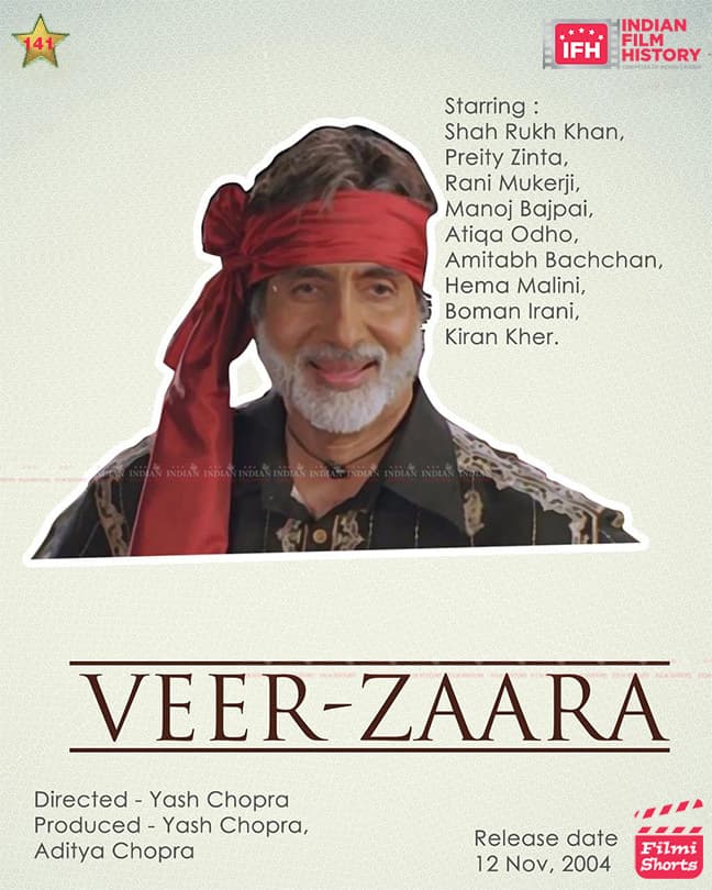 Veer-Zaara 2004, Amitabh Bachchan, Shahrukh Khan, Preity Zinta, Rani Mukherjee