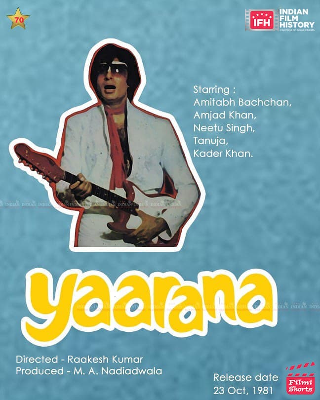 Yaarana 1981, Amitabh Bachchan, Amjad Khan, Neetu Singh