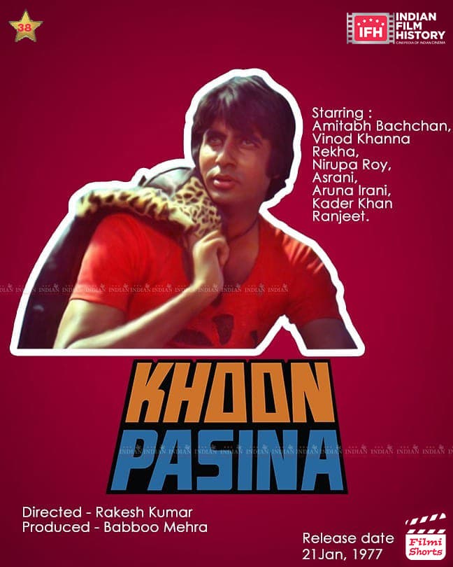 Khoon Pasina 1977, Amitabh Bachchan, Vinod Khanna, Rishi Kapoor, Neetu Singh, Shabana Azmi, Parveen Babi
