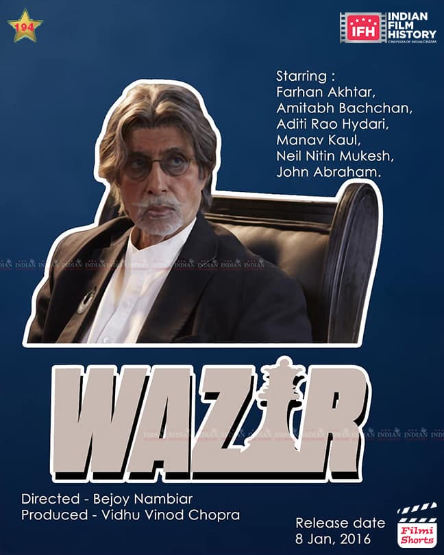 Wazir 2016, Amitabh Bachchan, Farhan Akhtar, Aditi Rao Hydari