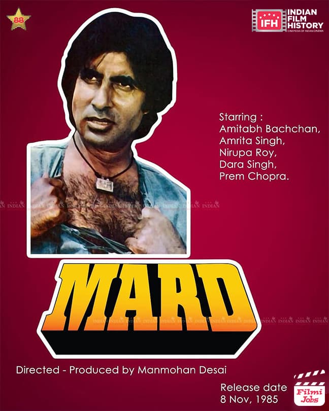 Mard 1985, Amitabh Bachchan, Dara Singh, Amrita Singh, Nirupa Roy