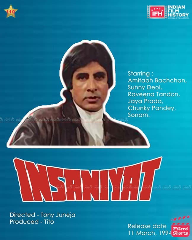 Insaniyat 1994, Amitabh Bachchan, Sunny Deol, Chunkey Pandey, Jaya Pradha