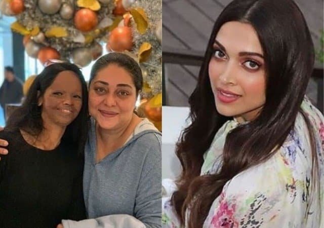 Director Meghna Gulzar with Laxmi Agarwal and actress Deepika Padukone