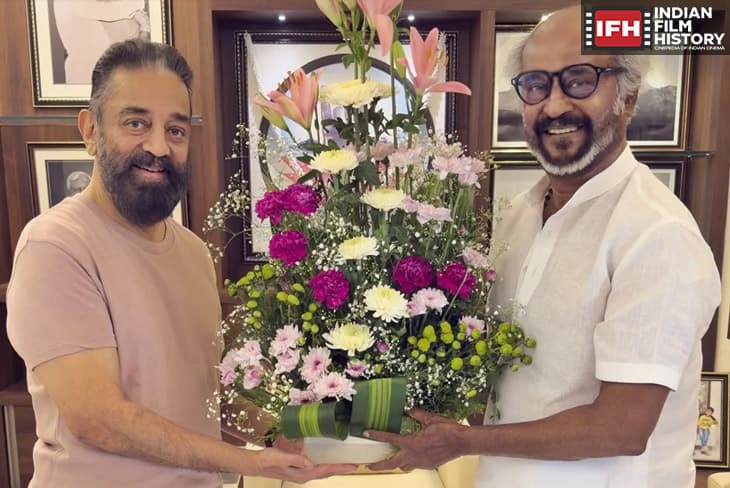 Kamal Haasan Meets Rajinikanth Before Rajya Sabha Oath