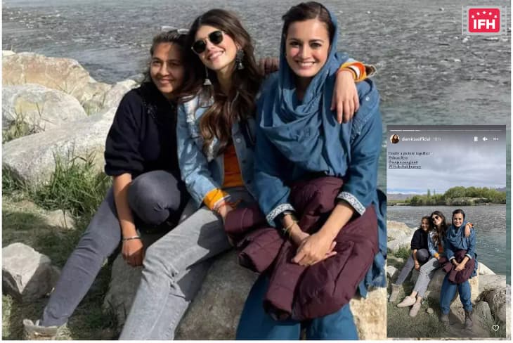 Dia Mirza Is All Smiles As She Poses With Co-star Sanjana Sanghi On Set Of Dhak Dhak