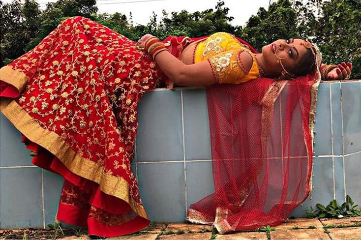 Actress Nidhi Jha impresses in her bride-like attire