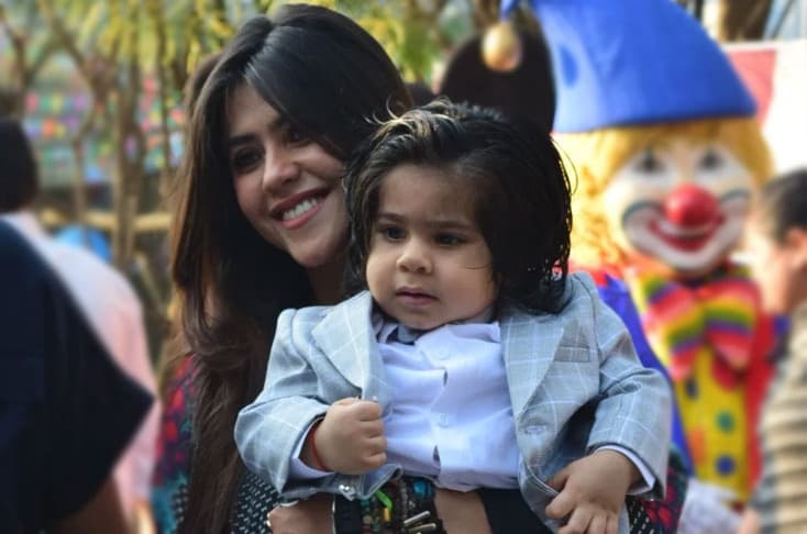 Ekta Kapoor Introduces Son Ravie To The Paparazzi On His First Birthday