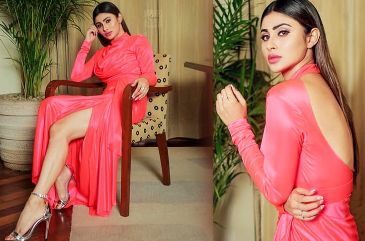 Mouni Roy Looks Ravishing In A Neon Pink Gown