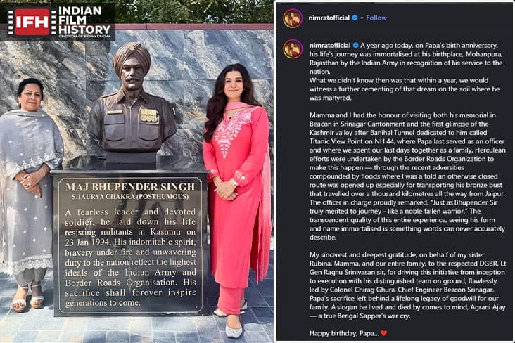 Nimrat Kaur Visits Father Major Bhupender Singh’s Memorial In Kashmir On His 73rd Birth Anniversary
