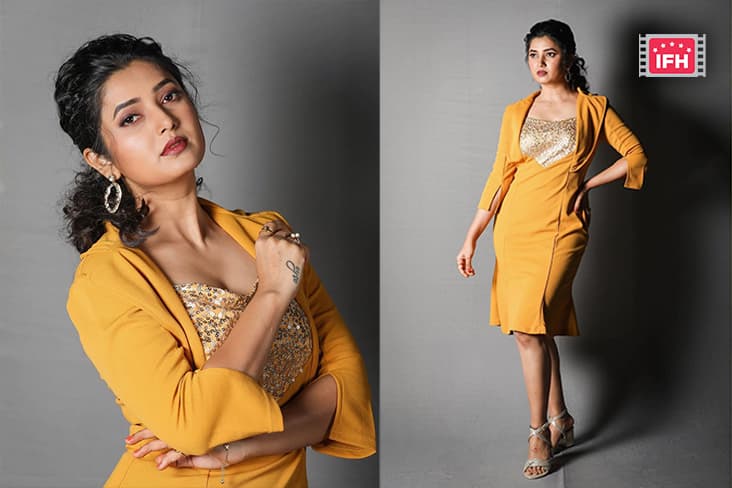 Prajakta Mali Is Looking Very Beautiful While Posing In A Yellow Dress