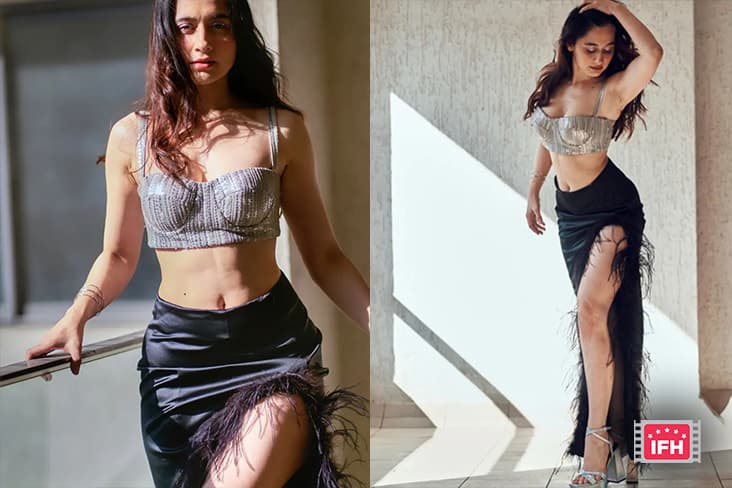 Sanjeeda Shaikh Rocks The Internet Wearing A Thigh High-Slit Skirt With A Bralette.