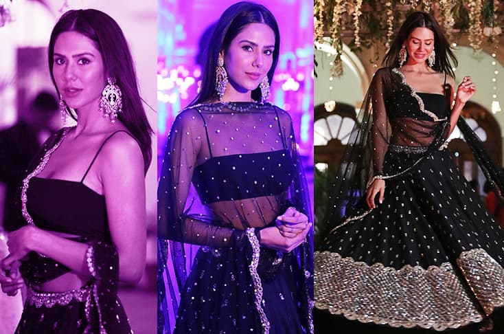 Sonam Bajwa Stuns In Her Black Lehenga At Simran Kaur Mundi’s Wedding