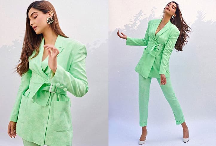 Sonam Kapoor Gives Boss Vibes In A Mint Green Colored Pantsuit