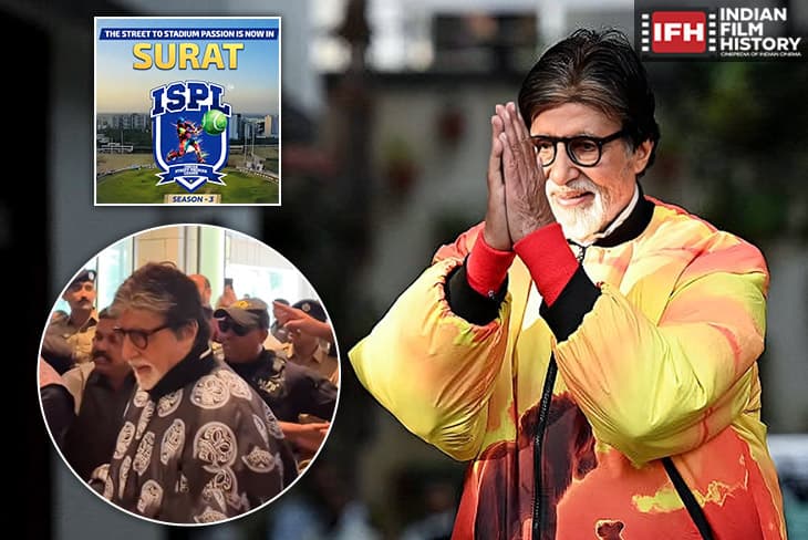 Super Star Amitabh Bachchan Gets Mobbed In Surat As He Arrives For The ISPL Season 3