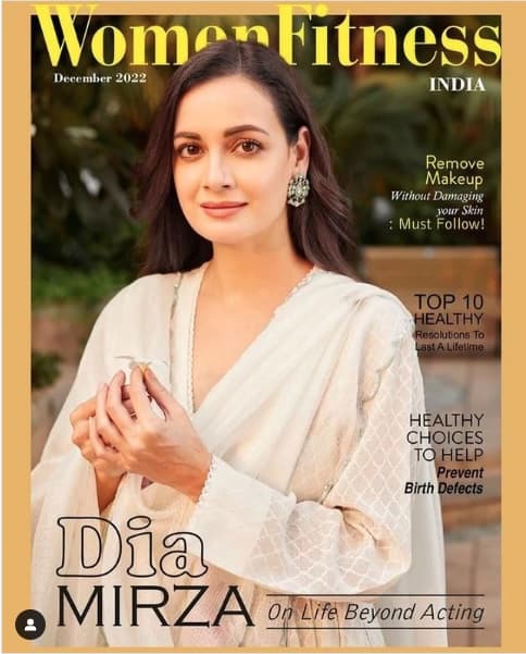 Women Fitness India Magazine Cover December 2022 - Dia Mirza