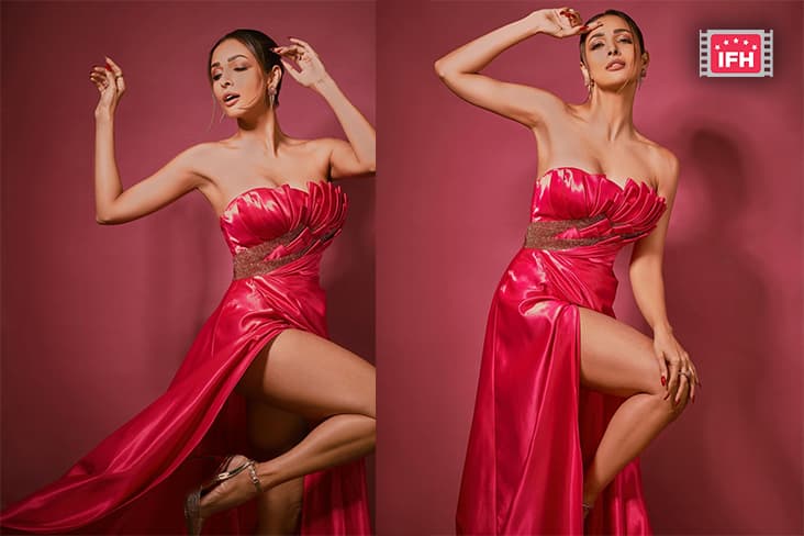 Malaika Arora Shares Hot Pictures In A Pink Thigh-High Slit Gown