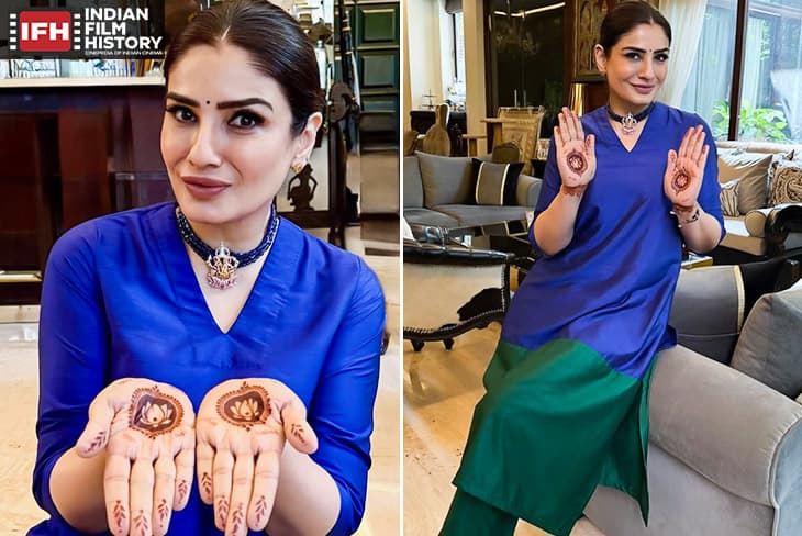 Raveena Tandon Flaunts Karwa Chauth Mehendi
